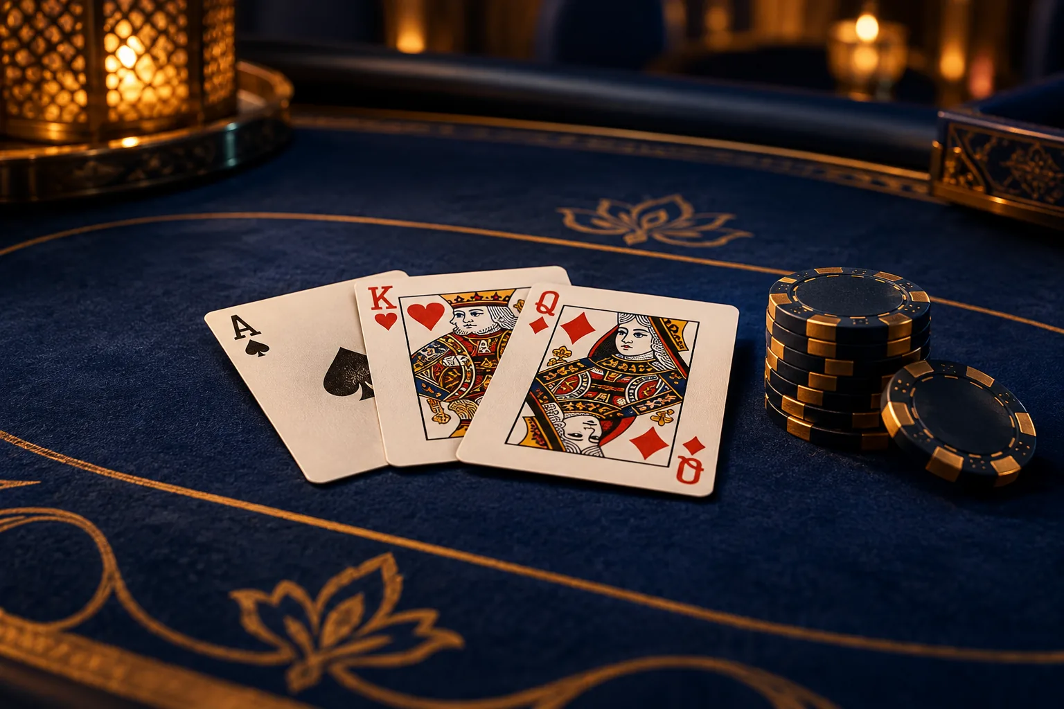 Playing cards and casino chips for 1xSlots frequently asked questions